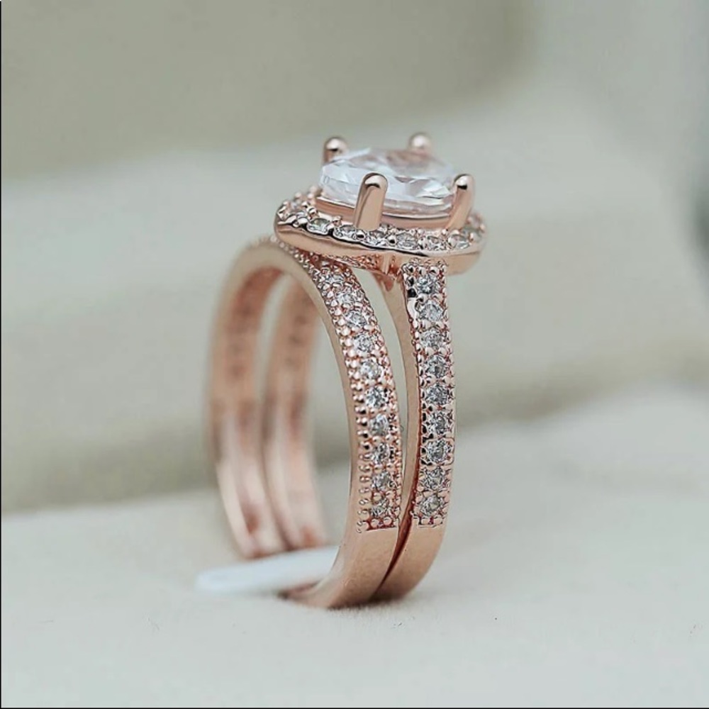 Host pick! Rose gold white sapphire ring+band - Picture 6 of 7